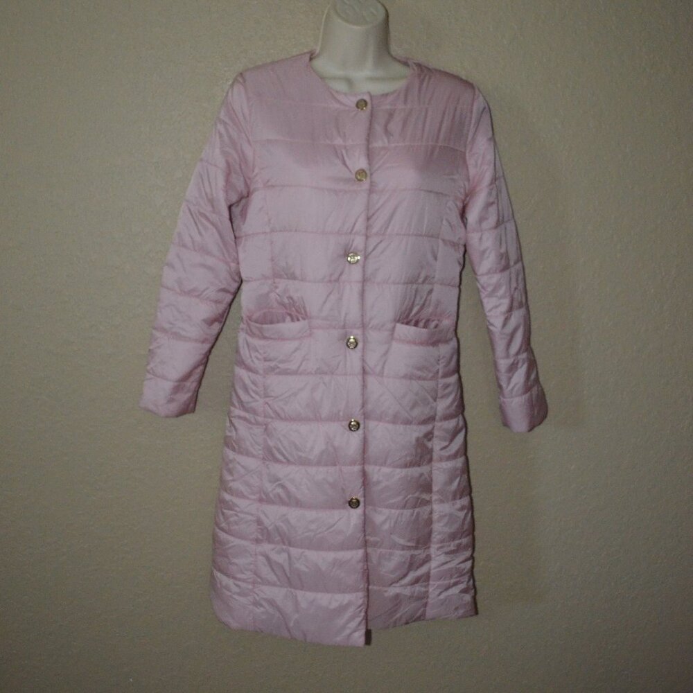Sz XS Patty Kim Pink LightweightLong Puffer Jacket Coat